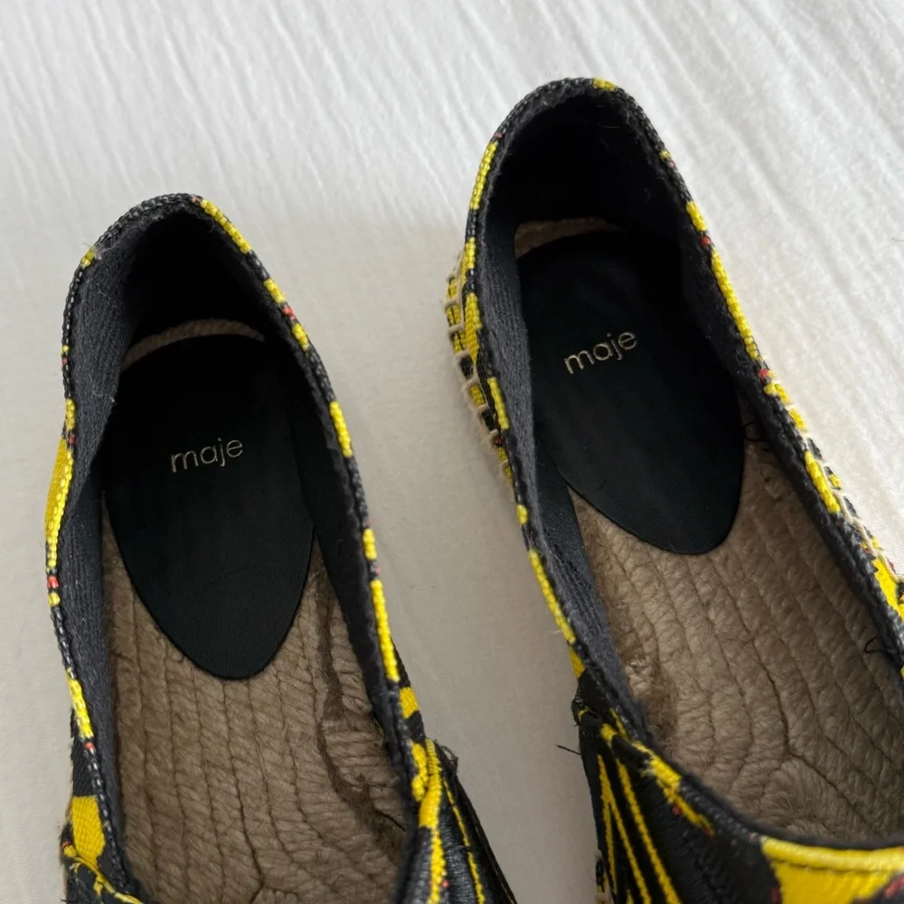 Maje Yellow and Black Espadrille Flats